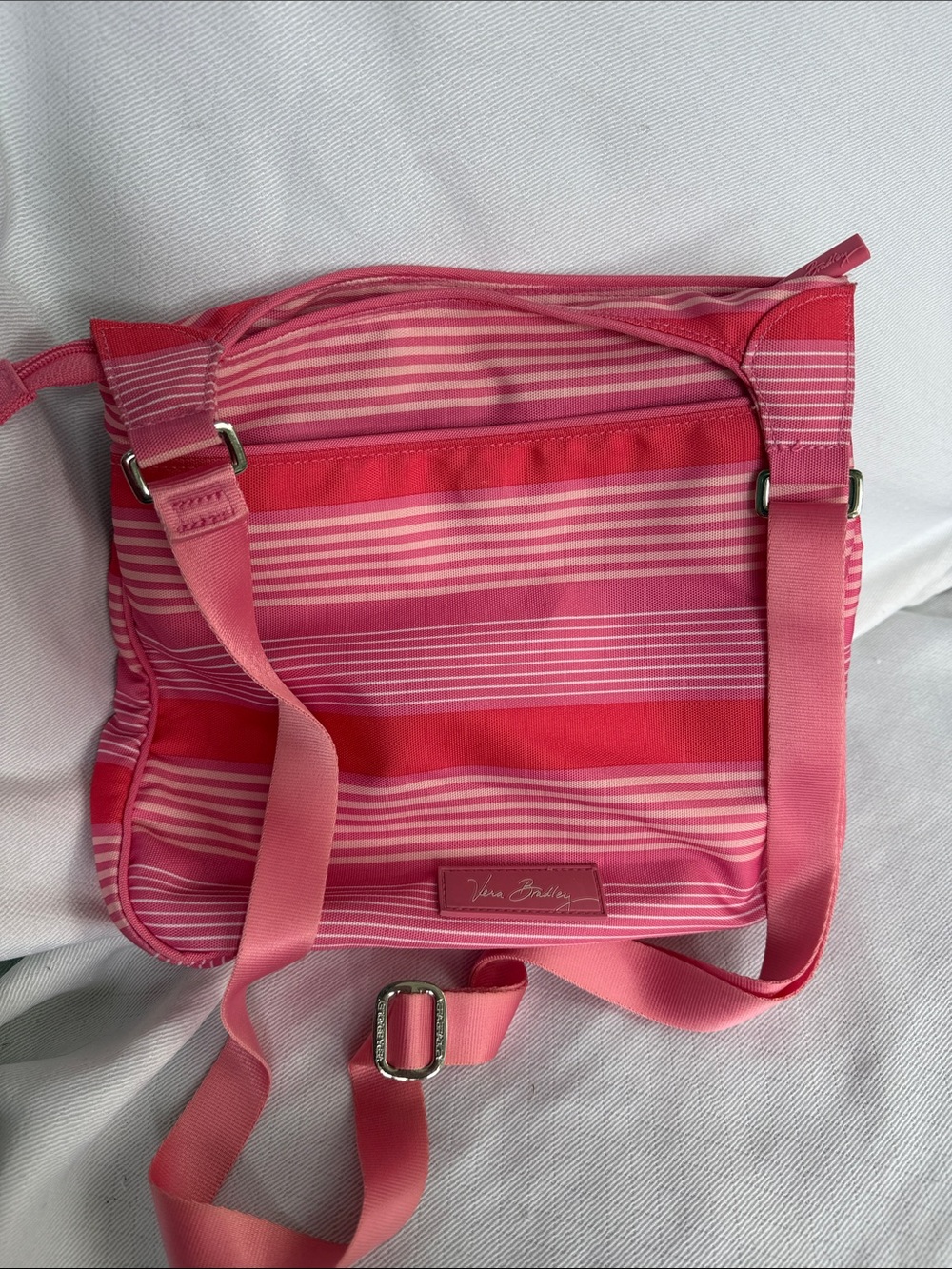 Vera Bradley Pink Striped Lighten Up Slim Crossbody Purse Bag
